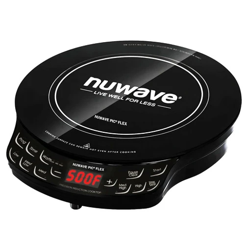 Nuwave Flex Precision Induction Cooktop, 10.25” Shatter-Proof Ceramic Glass, 6.5” Heating Coil, 45 Temps from 100°F to 500°F, 3 Wattage Settings 600, 900 & 1300 Watts, Black