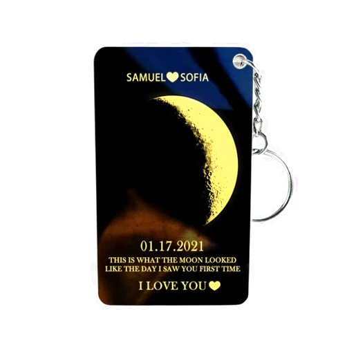 Glorine Custom Moon Phase Acrylic Keychain Gifts, Custom Keychains For Couple, Couple Keychains For Him And Her, Medium, Black