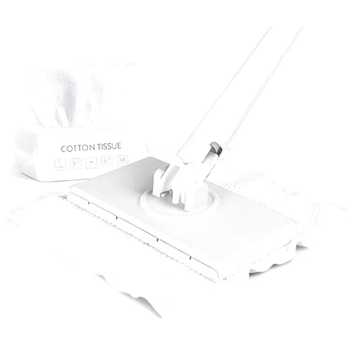 Finndeen Automatic Cloth Changing Mini Mop, Hands-Free Mop, Compatible with Towels or Disposable Wipes, 360°Rotating Head Portable Push-Pull Handle Design (White, (71cm/27.9in))
