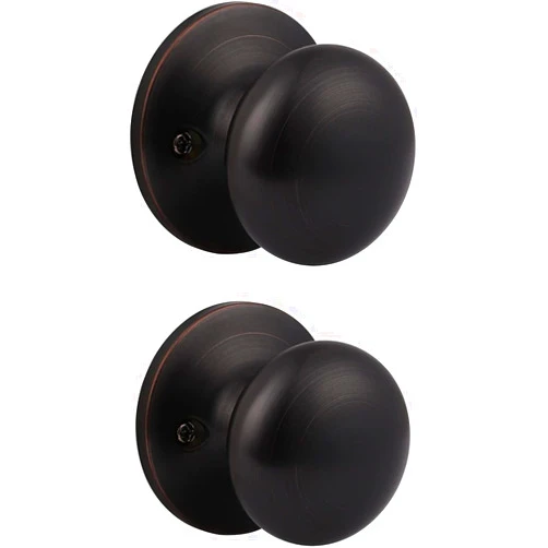 Brotima 2 Pack Dummy Door Knob, Oil Rubbed Bronze No Lock Single Sided Round Knobs for Interior Use, Non-Turning Flat Ball Knob Without Locking