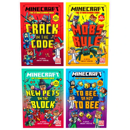 Nick Eliopulos Minecraft Stonesword Saga Series 4 Books Collection Set (Minecraft: Crack in the Code!, Minecraft: Mobs Rule!, Minecraft: NEW PETS ON THE BLOCK & Minecraft: To Bee, Or Not to Bee!)