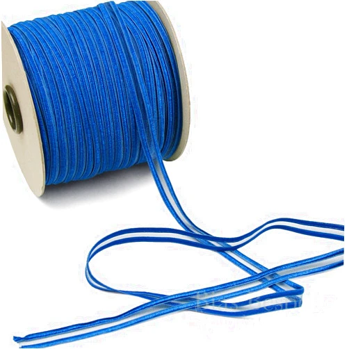 Bias Bespoke 5 Yards of Mona Olympic Blue Two-Row Luminous Plush-Back Lingerie Elastic, Made in Italy