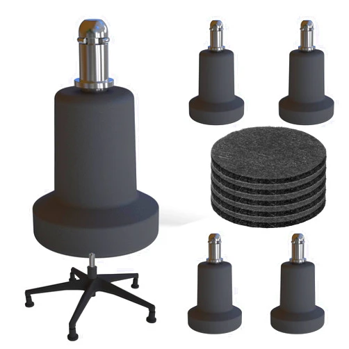 Suemisi Bell Glides Replacement Office Chair or Stool Swivel Caster Wheels to Fixed Stationary Castors (Bell Glides Long)