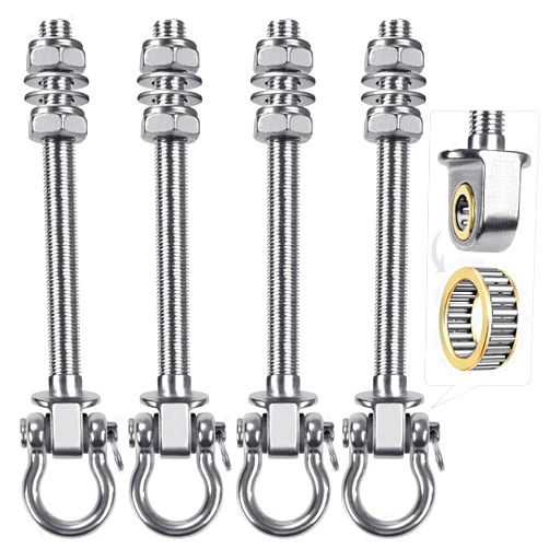 BeneLabel Heavy Duty Swing Hangers with Bearings - Set of 4 Stainless Steel 304 Hardware for Wood & Metal Beams - Ideal for Hanging Hammocks, Yoga Swings, Porch Swing - 1500LB Capacity - 7