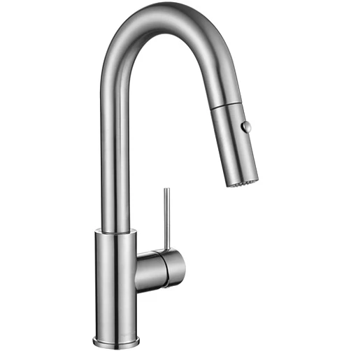 AguaStella AS59BN Brushed Nickel Bar Faucet or Prep Kitchen Sink Faucet with Pull Down Sprayer and Single Handle