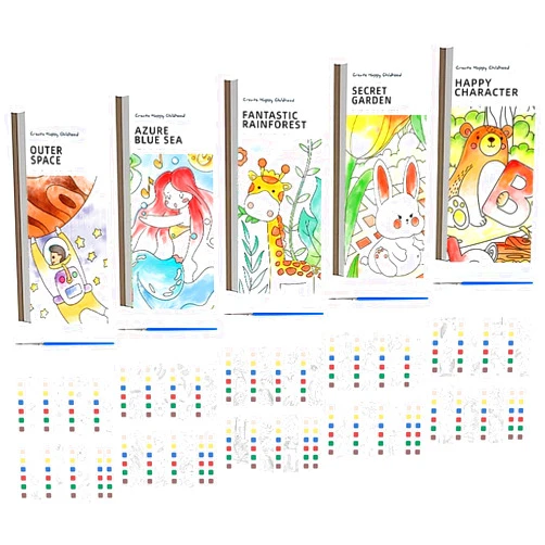DIKOCO 5 Pack Travel Watercolor Set Pocket Watercolor Painting Book Pocket Watercolor Paint Book Set Travel Pocket Watercolor Kit Pocket Hand Book Stocking Goodie coloring books for ages 4-8 Steel Wire
