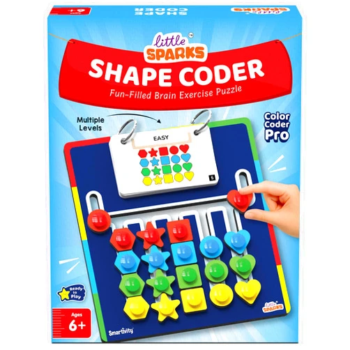 Smartivity Shape Coder Puzzle Toy for Kids 6,7,8,9,10,11,12 Years | 15 Challenge Cards, 5 Columns & Colored Shapes | Logical Thinking & Colour Matching Brain Game | Travel-Friendly Educational Gift