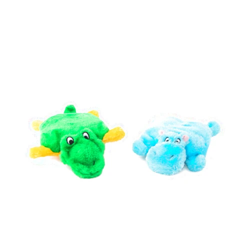 ZippyPaws Squeakie Pads - 2-Pack, Hippo, Alligator