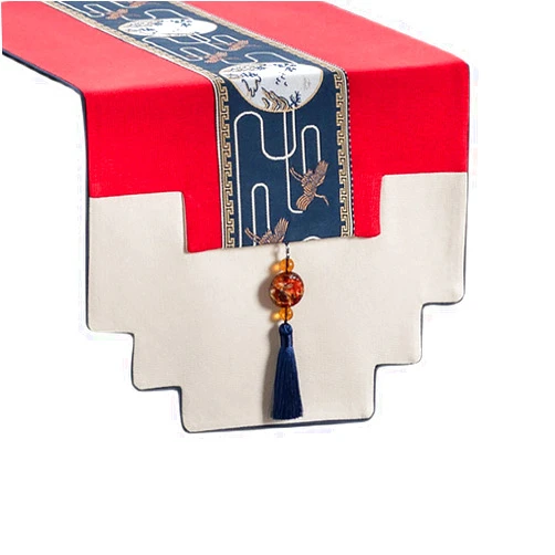 JH1uxbla Modern Fabric Table Runner Non Skid & Tassel Decor Table Mat for Kitchen Dining, Party, Festival, Easy Clean (Color : Red, Size : 35x120cm)
