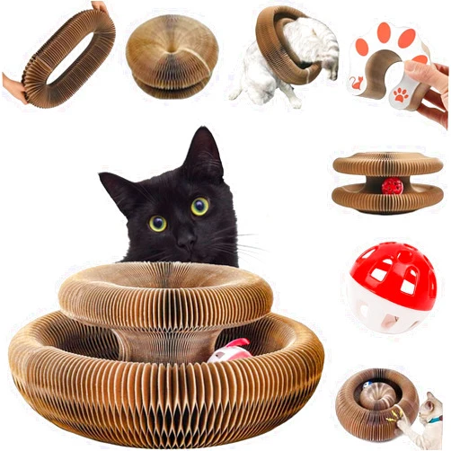 Kcyuowq Kitty Curlz, Kitty Curlz Cat Toy, Magic Organ Cat Scratching Board, Snufflepaw Accordion for Cats, Interactive Scratch Pad, Recyclable Cat Scratcher.