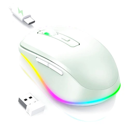 PEIOUS Wireless Mouse Jiggler - LED Wireless Mice with Build-in Mouse Mover, Rechargeable Moving Mouse for Laptop with Undetectable Random Movement Keeps Computers Awake-Light Green