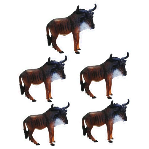 Totority Multicolor Wildebeest Animal 5pcs African Wildebeest Model Miniture Decoration Mini Toys Wildebeest Toy House Decorations for Home Wildlife Ornament Simulated Wildebeest Set