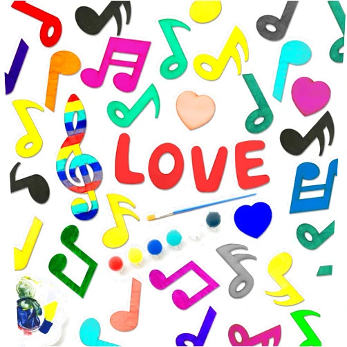 ODOTTAA Music Note with Love Sign Craft Kit, 36 pcs, “3-8” Unfinished Wood Cutouts, Includes Complete Tools & Residue-Free Nano Dots - All-in-One Creative Painting Activity