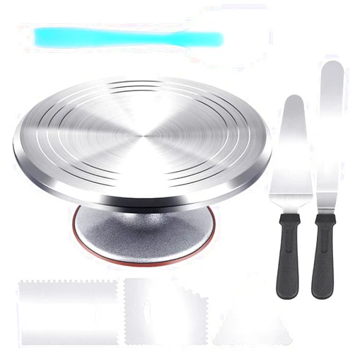 Kootek Aluminium Cake Turntable Set, Baking Tools with Revolving 12