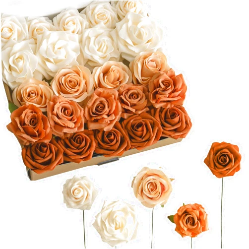 Lookein Artificial Flowers Box Set 5 Style Flowers for DIY Wedding Decoration Bouquet Table Centerpieces Aisle Arch Flower Decoration Bridal Shower Party Home Decor, Charming Terracotta