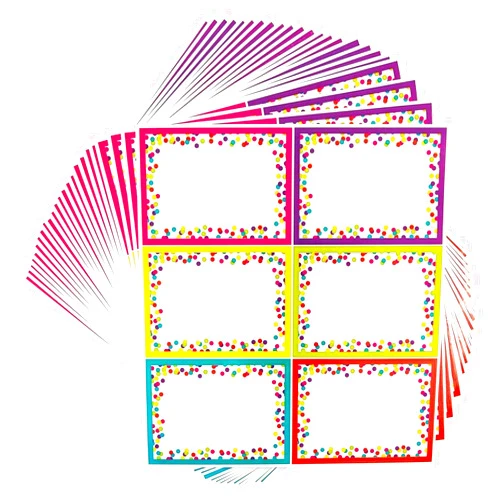 Bright Creations 144 Pieces Decorative Colorful Name Tags for Classroom - Blank Stickers to Write on for Student Desks, Bin Labels, Teacher Supplies, 6 Designs (3.5 x 2.5 Inches) - Name Tag Stickers