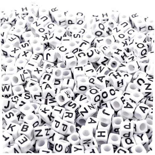 Augshy 700PCS White Letter Beads Alphabet Beads for Jewelry Making DIY Necklace Bracelet (6mm)