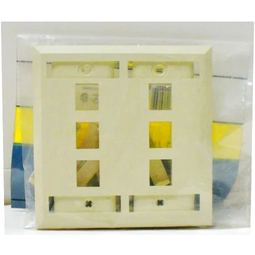 Hubbell Premise Wiring 2 Gang, 6 Jack Wall Plate Off White Fpl260