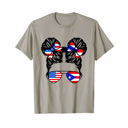 Proud America Puerto Rico Heritage Kids Apparel Half American Puerto Rican Girl USA Puerto Rico Flag Patriot T-Shirt