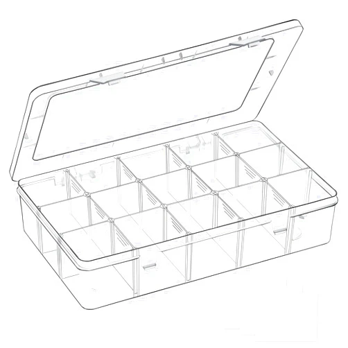 Mauproy 15 Grids Large Plastic Organizer Box with Adjustable Dividers, Compartment Container Clear Storage Box with Label Stickers for Beads, Crafts, Jewelries, Fishing Tackles