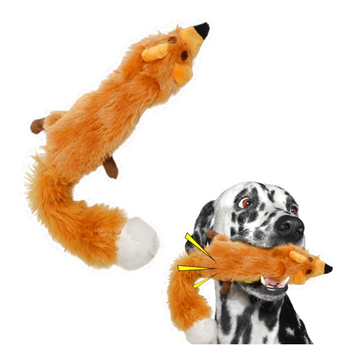 SPOT Mini Skinneeez Fox- Stuffless Dog Toy with Squeaker-No Stuffing Squeaky Dog and Puppy Toys, Unstuffed Chew Toy for Small & Medium Breeds, 1pc