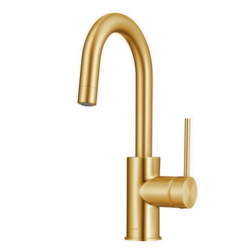 KRAUS Oletto Single Handle Kitchen Bar Faucet with QuickDock Top Mount Assembly in Brushed Brass, KPF-2600BB, 12 1/2 Inch