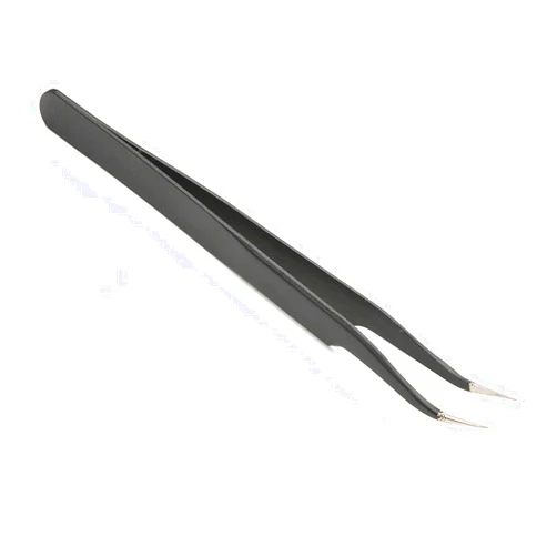 Auniwaig Precision Tweezers, Anti-Static Stainless Steel Tweezers, 4.84 inch Length ESD-15 Non-magnetic Curved Tip Tweezers, for Craft DIY Electronics Repair Tool Black 1PCS