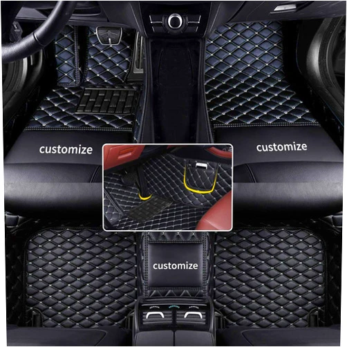 Muchkey car Floor Mats fit for 95% Custom Style Luxury Leather All Weather Protection Floor Liners Full car Floor Mats Black-Beige