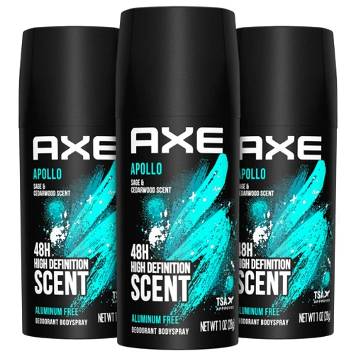 AXE Body Spray Deodorant, Apollo, 3-Pack – 48H High-Definition Scent & Odor Protection, Sage & Cedarwood, Aluminum-Free, 1 Oz Ea