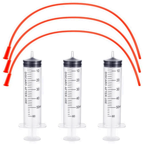 Treela 3 Sets Puppy Kitten Feeding Tube Kit, 3 Pcs 60 ml Clear Plastic Goat Syringe 3 Pcs 14 FR Red Rubber Feeding Tube, Feeding Syringe Feeding Tube Supplies for Lamb Goat Animals