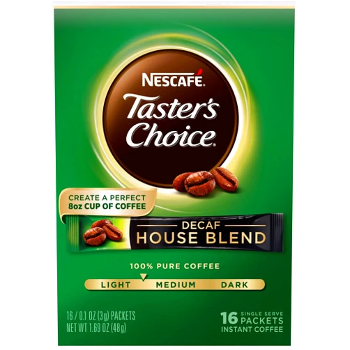 Nescafe Taster's Choice Decaf Instant Coffee, House Blend, 16 Count