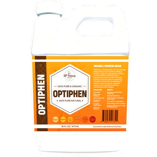33RD PARALLEL SOAP CO. OPTIPHEN Natural Preservative (16 oz) Paraben-Free; Formaldehyde-Free; Water & Oil Soluble | Suitable for Soap Making, Lotions, Conditioners, Creams & More | Keeps Products Fresh & Safe | 16 Ounces