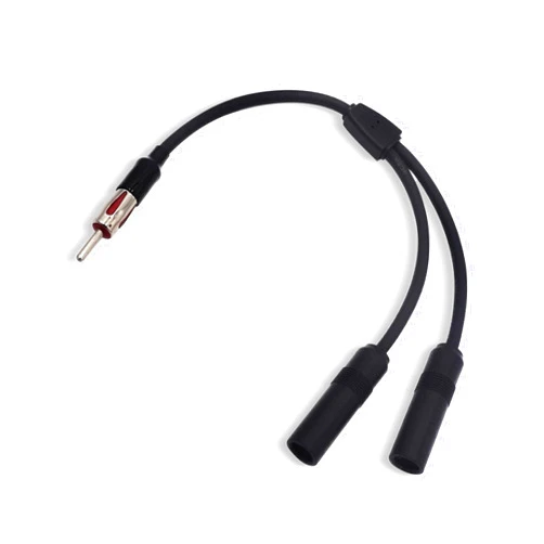 Fogfar 1 PC Car Antenna Connection Cable, Car Antenna Adapter, Radio Antenna Splitter, 1 Male to 2 Female Adaptor Connector, for Vehicle Truck SUV Car (Black)