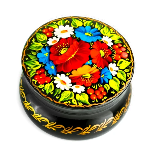 UA Creations Small Lacquer Box with Hand Painted Flowers for Earrings Necklace, Rings, Nice Gift for Women
