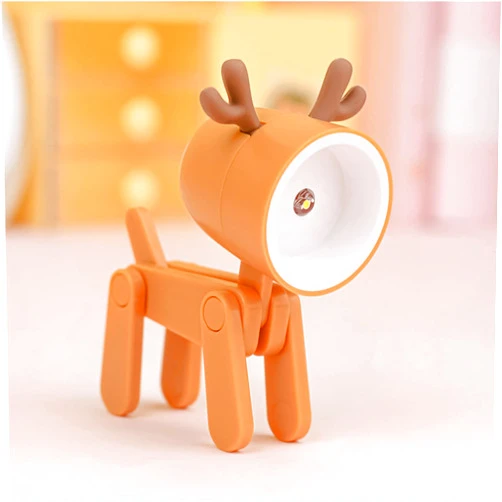 RENXR Mini Night Light for Kids, Creative Dog Deer LED Light Portable Cute Animal Lamps for Girl Boy Kids Bedroom Nursery, Orange