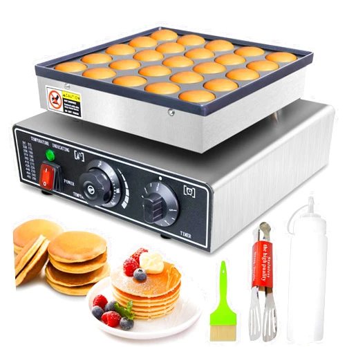 Leilifre Mini Pancake Maker 25pcs, Dutch Pancake Baker Maker Commercial Poffertjes Electric Dorayaki Maker, Stainless Steel, Temp & Time Control, 900W Commercial Pancake Maker, 50-300℃ Poffertjes Maker