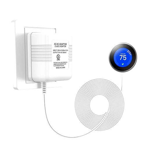 Xwartre UL Certified Thermostat C Wire 24V Transformer, White Adapter Compatible with Honeywell, Nest, Emerson, Ecobee, Wyze Thermostat and Most Doorbells (26FT Power Cable)