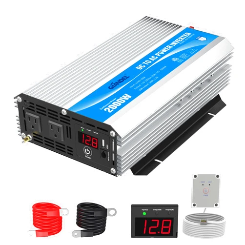 GIANDEL 2000Watt Power Inverter 12V DC to 110V 120V AC ETL Listed UL458 STD 2000W Inverter with 15 FT Wired Remote LED Display Dual Outlets for RVs Off Grid Solar Setup Truck Boat Marine