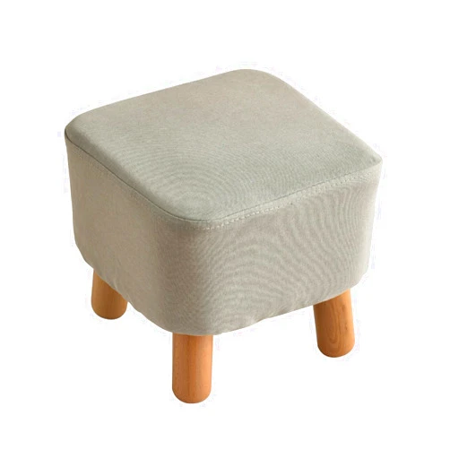 IBUYKE Small Footstool, Solid Wood Ottoman Stool, Sofa Tea Stool, Change Shoes Bench, Footrest Stepstool, Padded Seat Wooden Legs, for Bedroom GL-BD020