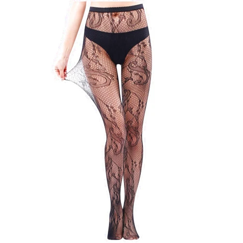 Hoksml Women Sexy Tights Fishnet Stocking Patterned Tights Thigh-High Black Socks Lace Leggings Pantyhose Valentines Day Gift