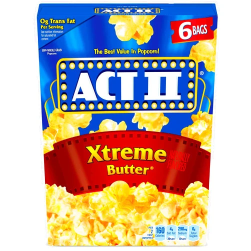 ACT II Xtreme Butter Microwave Popcorn, 6 ct 2.75 oz Bags