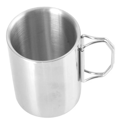 POPETPOP 304 Stainless Steel Folding Camping Mug Lightweight Double-Wall Insulated Water Cup for Outdoor Travel Hiking and Backpacking