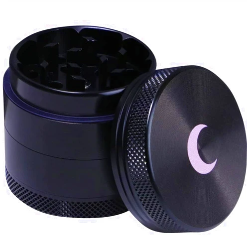 Brando Moon 1.6 inch Black Kitchen Crusher - 4 Piece Small Metal Crusher with Pink Moon