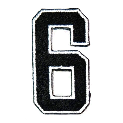 Rareeasy Number 0-9 patch Black Number 6 Patch Alphabet Letters 2 inches Patch Number Six No.6 Calculation Math Number Arabic Number 0-9 Cartoon Patch Sew Iron on Embroidered Applique Sign Vest T-Shirt Costume Gift