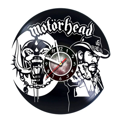 AMARAroom Modern Clock Compatible with Motorhead - Wall Clock Made of Vinyl Record - Original Decor - Unique Design - Incredible Gift Idea