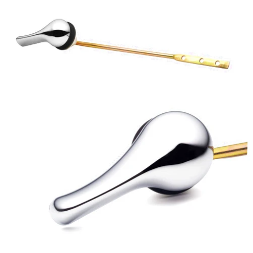 Qualihome Toilet Handle Lever Flush Replacement, Front Mount, Chrome, Universal Fitting