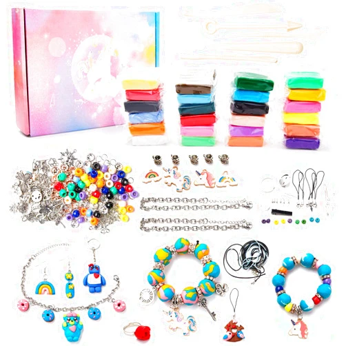 SWAKER Make Your Own Clay Jewelry - Clay Jewelry Making Craft Kit for Girls, Arts and Crafts for Kids Ages 8-12 and Up, Oven Bake Polymer Clay Kit for Creating Jewelry, Ornament