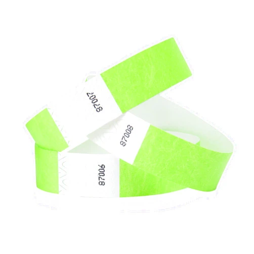 Wristco 500 WristCo Neon Green Tyvek Wristbands for Events - Tamper-Proof Design & Fluorescent Color Prevent Reuse Premium-Grade Bracelets for Hospital & Medical ID, Party & VIP Identification