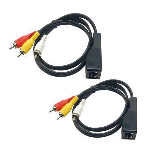 Seadream 2 Pack 80cm 3 RCA to RJ45 Balun Component Video and Audio Extender Over Cat5/6/7 Ethernet Cable Up to 1000ft
