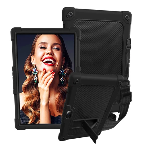 SOATUTO for Vankyo MatrixPad S10 Tablet Case Shockproof Kids Friendly Case Built-in Stand Shoulder Strap for ZZB zb10 zb01/Aoyodkg A38/VIVIMAGE A38 A10/Coopers YQ10S 10.1 inch Tablet (Black+Black)